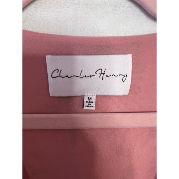 Charles Henry Pink Floral Faux Wrap Dress Women’s Size Medium A Line - Picture 3 of 6